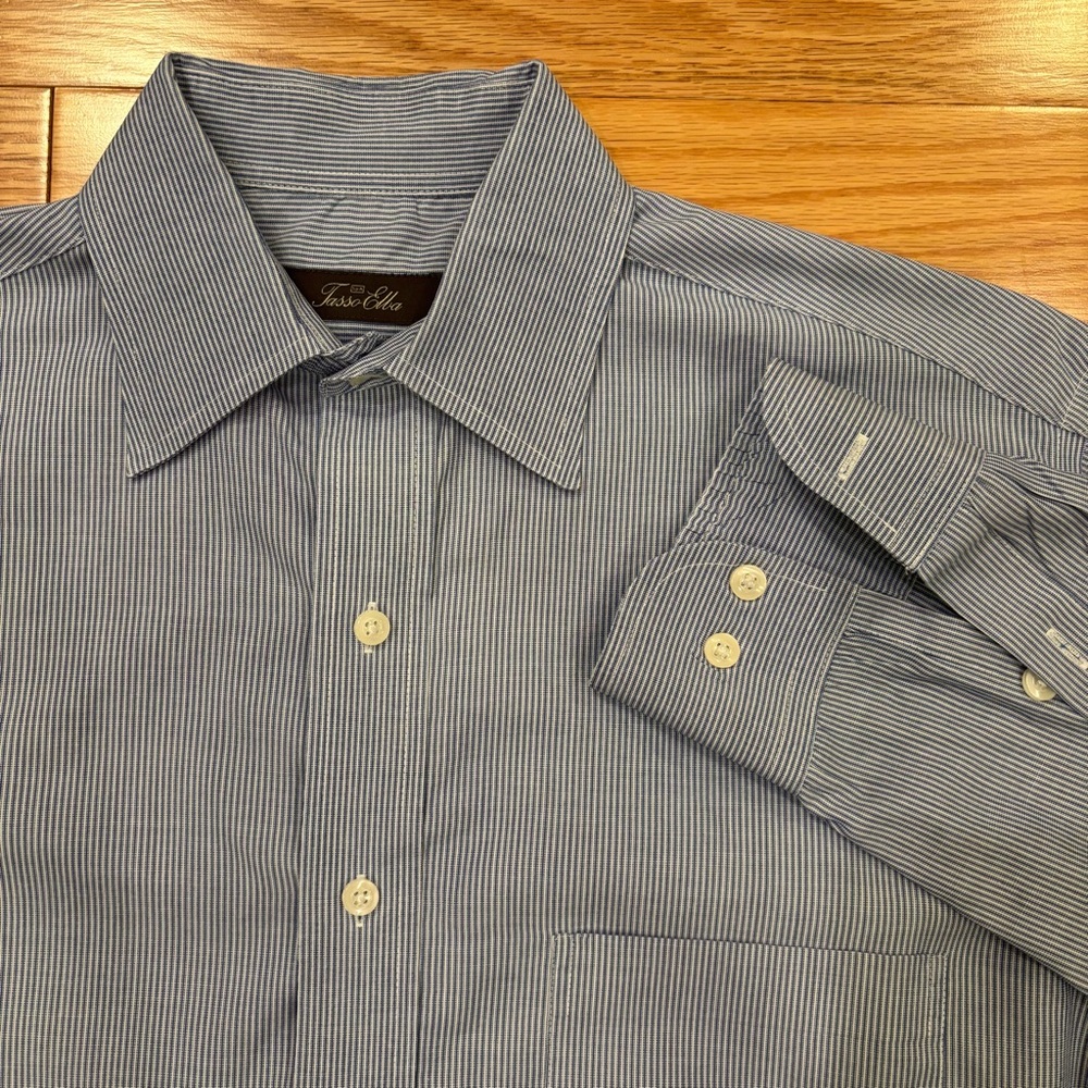 Tasso Elba Blue Pinstripe Dress Shirt